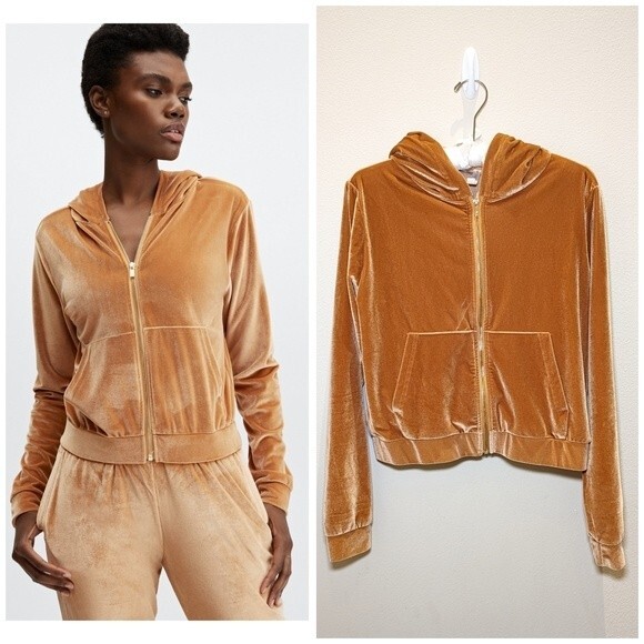 Fabletic Donna Velour Hoodie in Light Honey - Picture 1 of 14